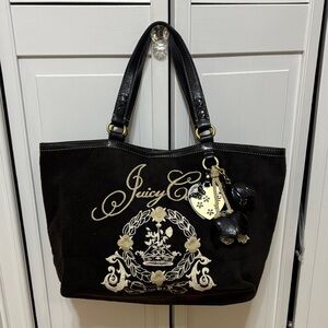 Juicy Couture Black and Gold Embroidered Tote